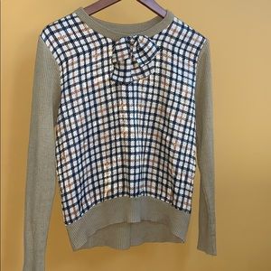 Fall plaid sweater with bow